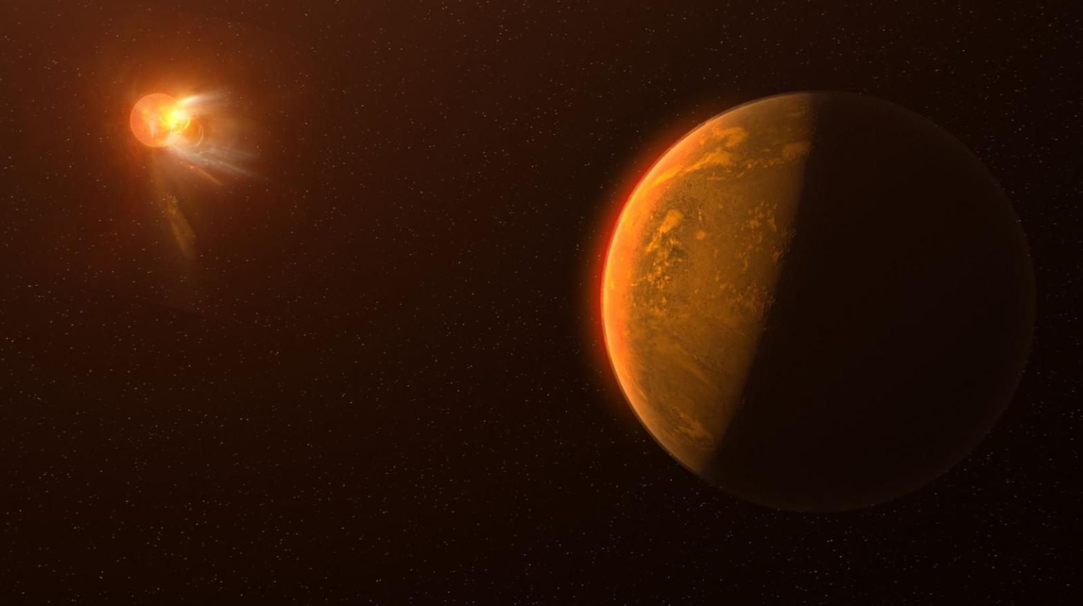 Artist's conception of the flare from Proxima Centauri, and an exoplanet in orbit around it.  (Image: NRAO/S. Dagnello)