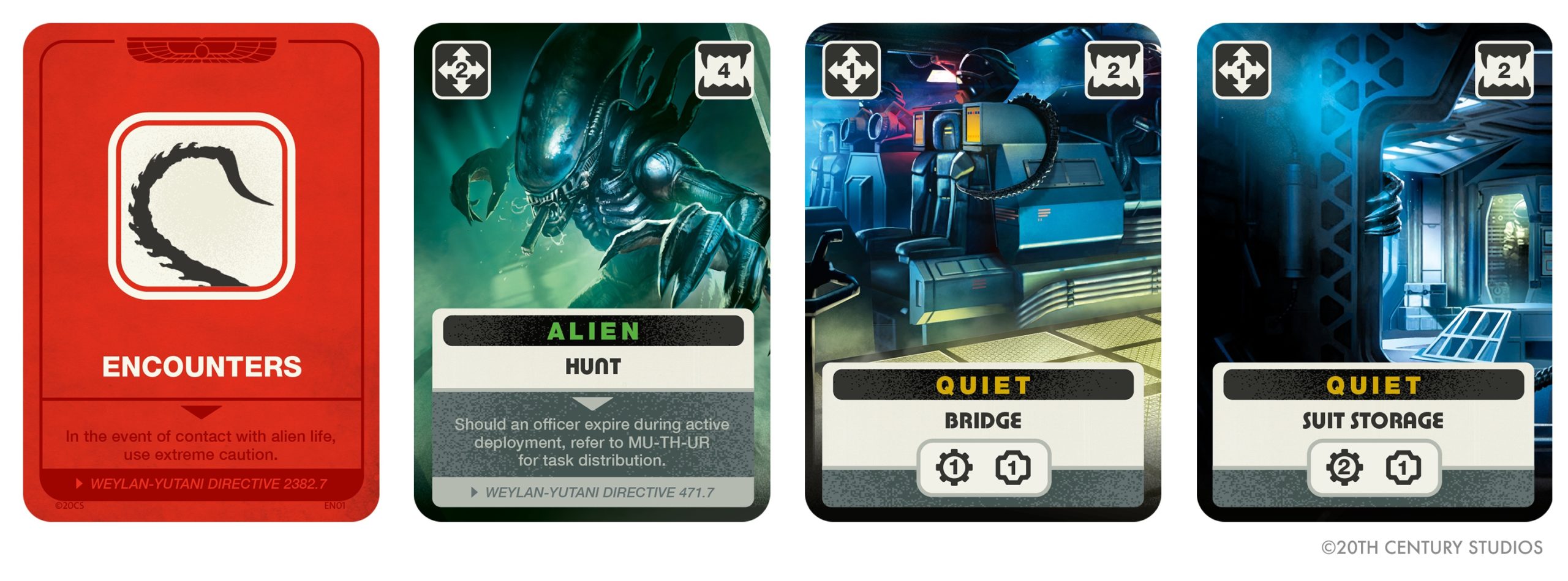 Encounter cards drive some of your showdowns with the alien. (Image: 20th Century/Ravensburger)