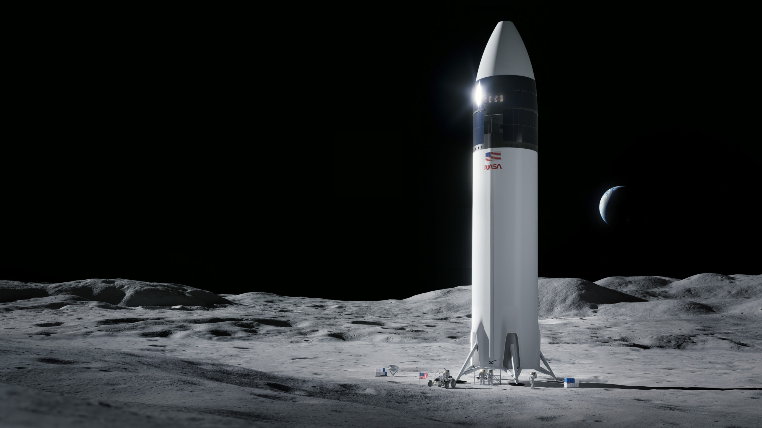 Artist's conception of SpaceX's lander on the lunar surface. (Image: SpaceX)