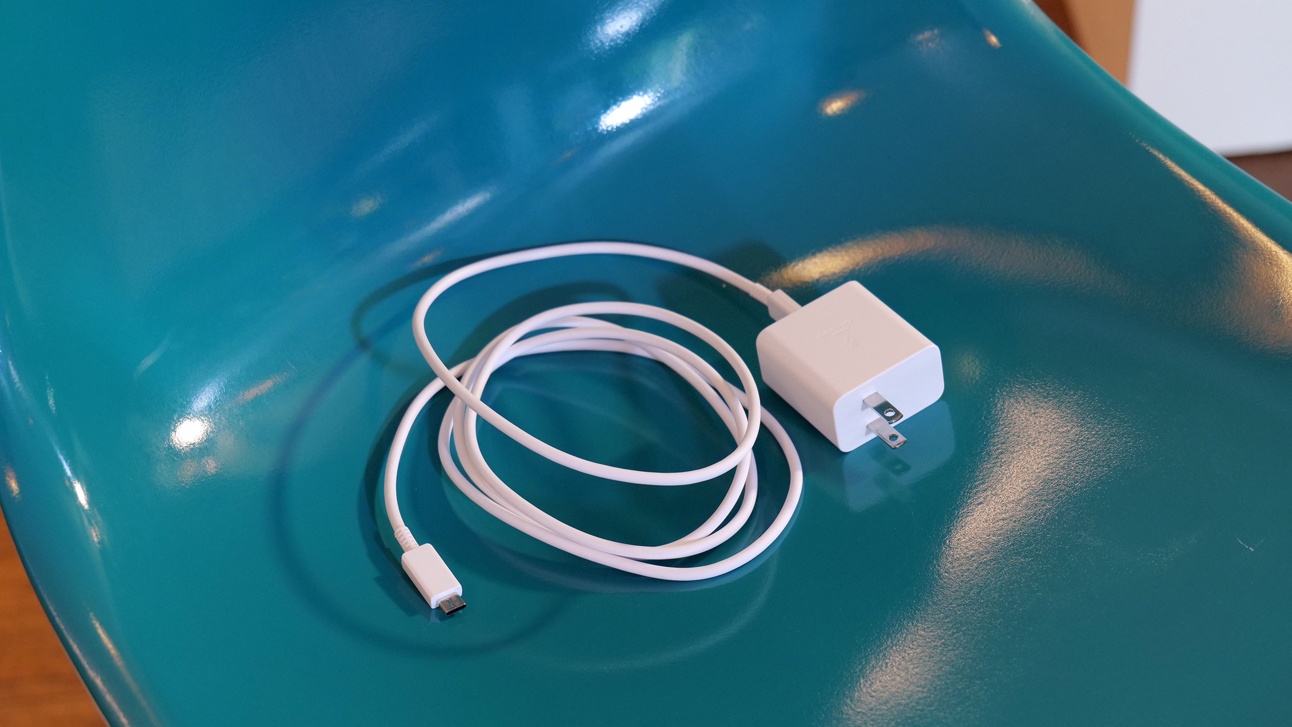 Another nice touch is that the Galaxy Book Pro and Pro 360 charge via a relatively small 65-watt USB-C power brick, which can also be used to recharge other USB-C devices.  (Photo: Sam Rutherford)