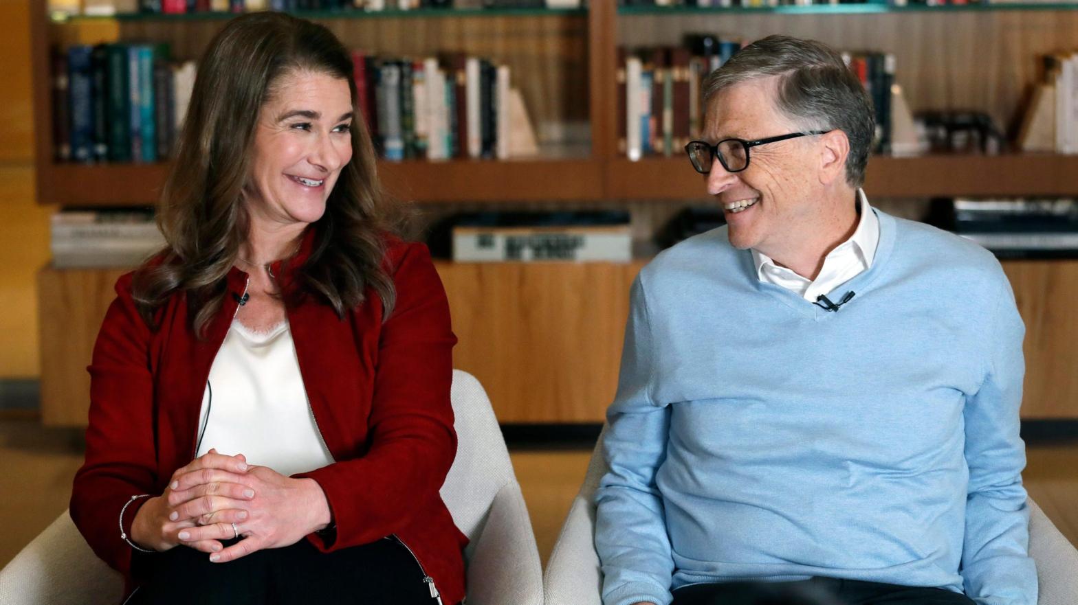In this Feb. 1, 2019 file photo, Bill and Melinda Gates smile at each other during an interview in Kirkland, Wash. (Photo: Elaine Thompson, AP)