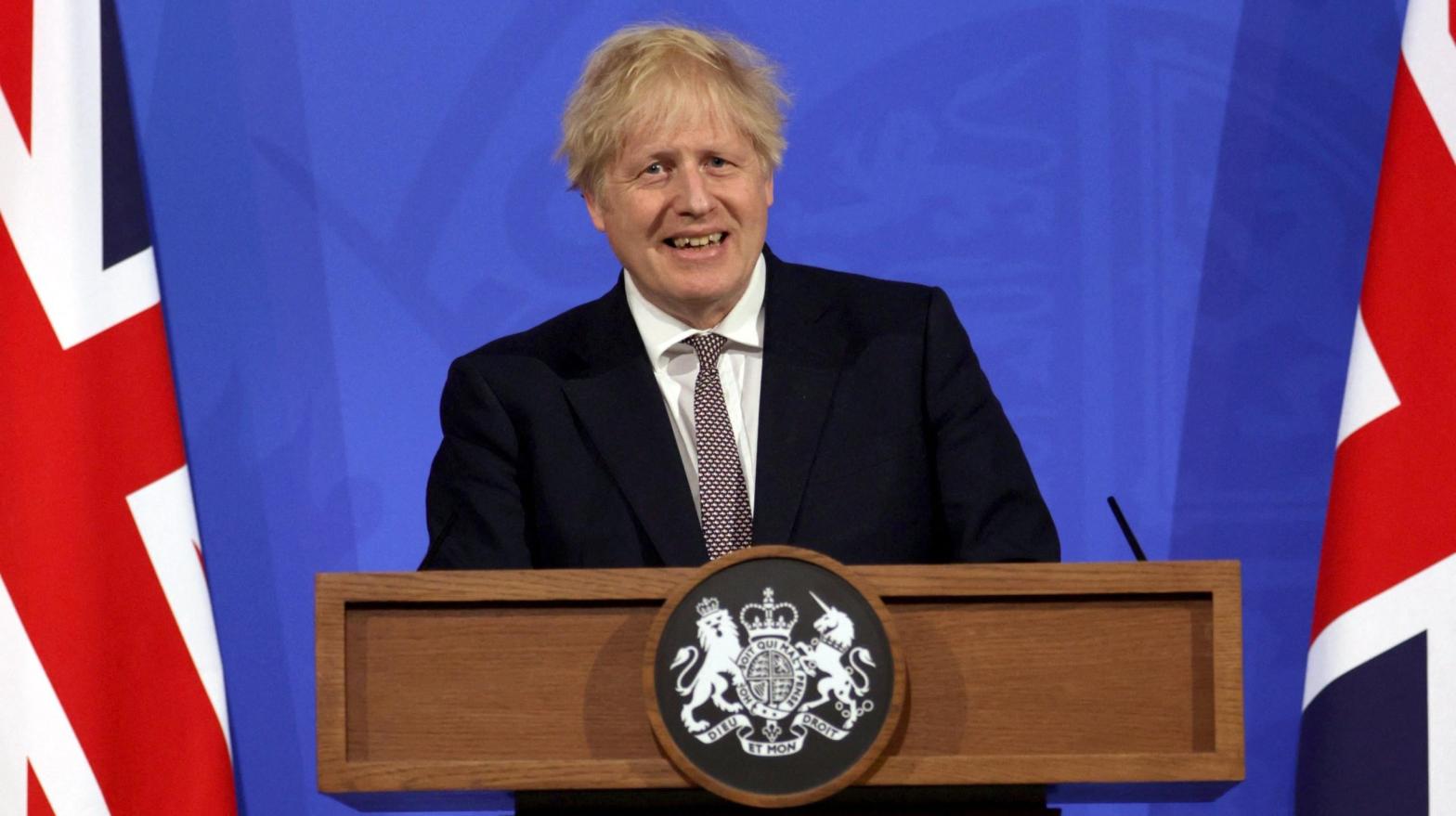 Britain's Prime Minister Boris Johnson gives an update on the covid-19 pandemic during a virtual press conference in central London on May 10, 2021.  (Photo: Dan Kitwood/Pool/AFP, Getty Images)