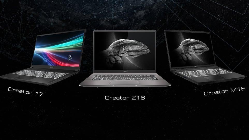 MSI's lineup of creator-focused laptops.  (Image: MSI)
