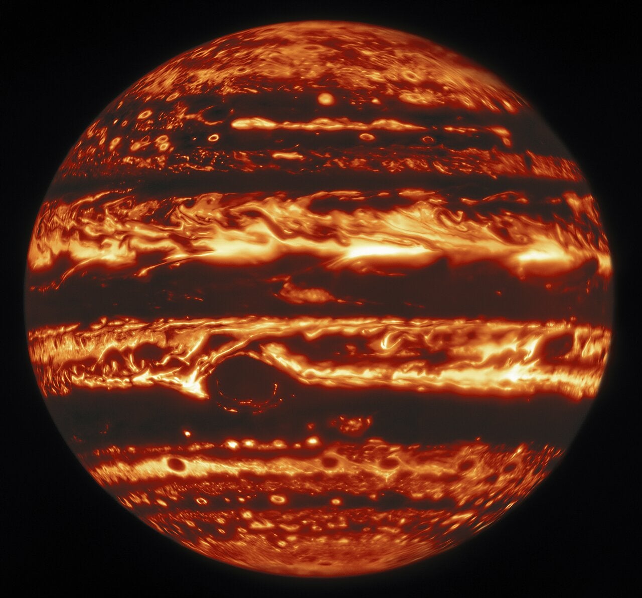 Jupiter Looks Serene in Ultraviolet and Absolutely Terrifying in Infrared