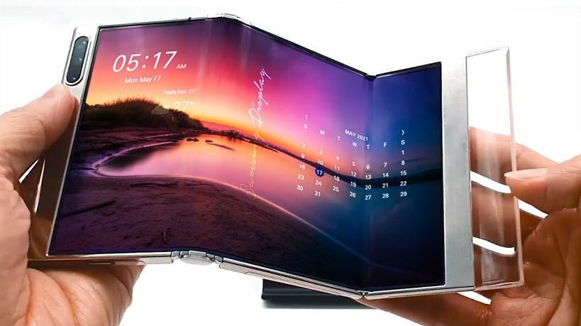 Samsung's new S-foldable concept features an innovative multi-folding design that can bend both inwards and outwards depending on the device.  (Image: Samsung)
