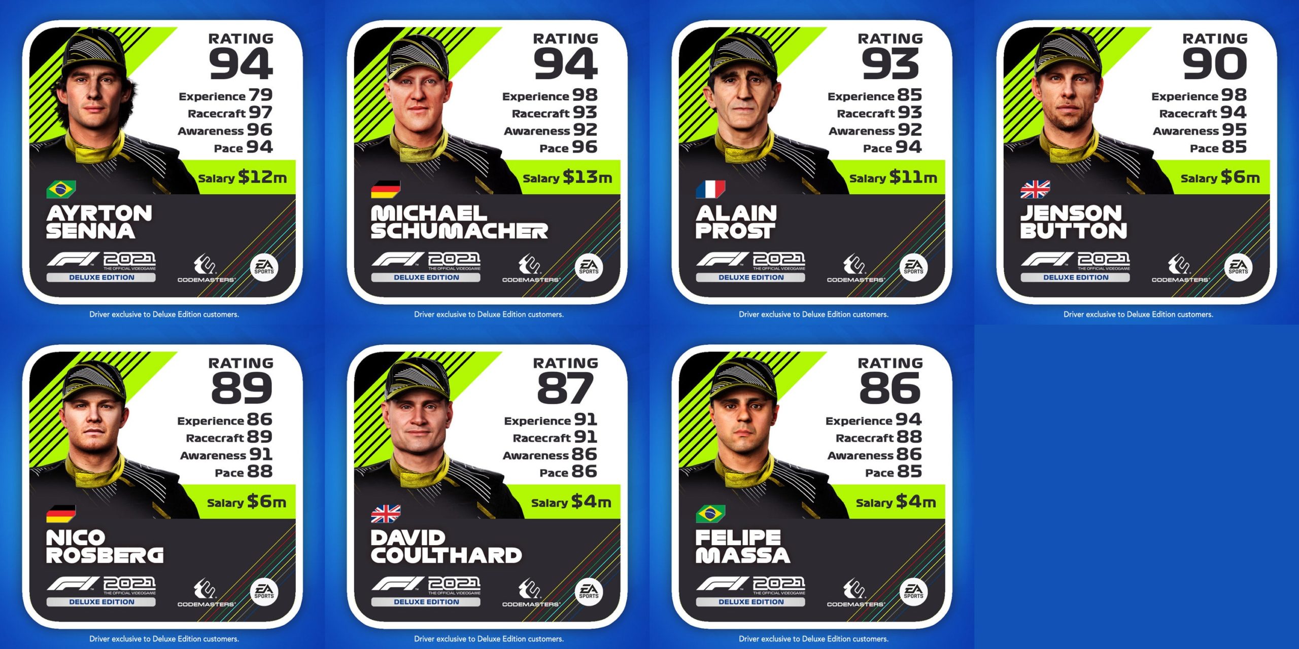 F1 2021 Lets You Sign 7 Historic Drivers To Your Team, So Let’s Argue About Their Ratings