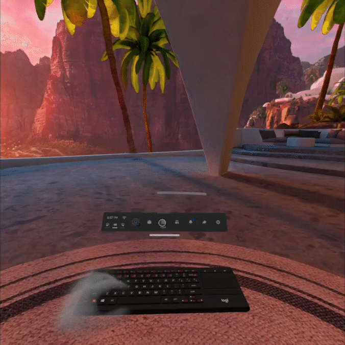 Here's what the Logitech K830 will look like in VR.  (Gif: Facebook)