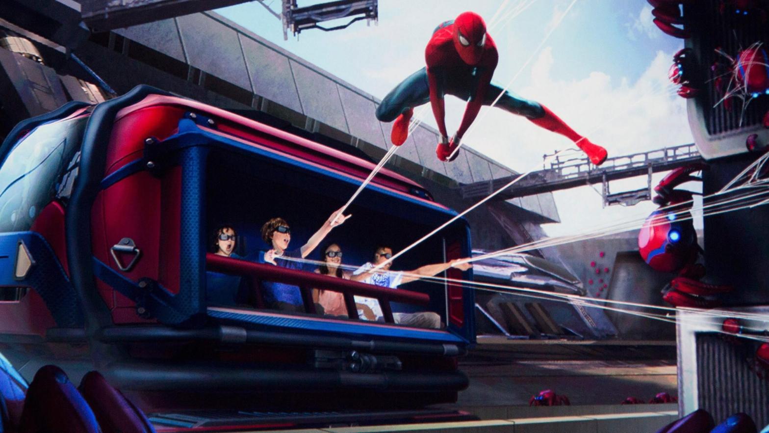 Early concept art of Web Slingers: A Spider-Man Adventure. (Image: Disney Parks)