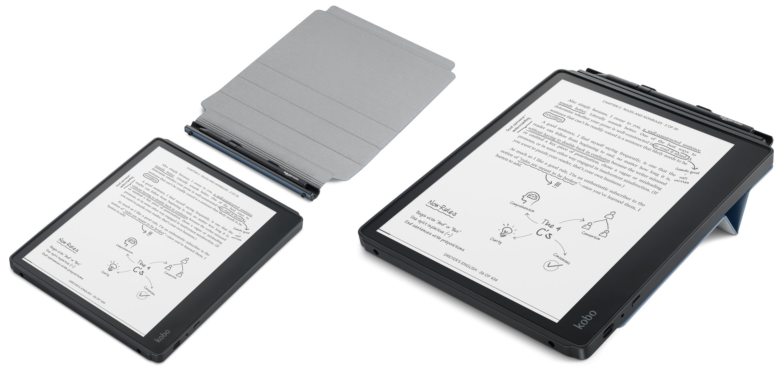 Unlike Kobo's ereaders, which offer a case as a separately purchased accessory, the Elipsa includes a removable sleep cover with integrated stylus storage. (Image: Rakuten Kobo)