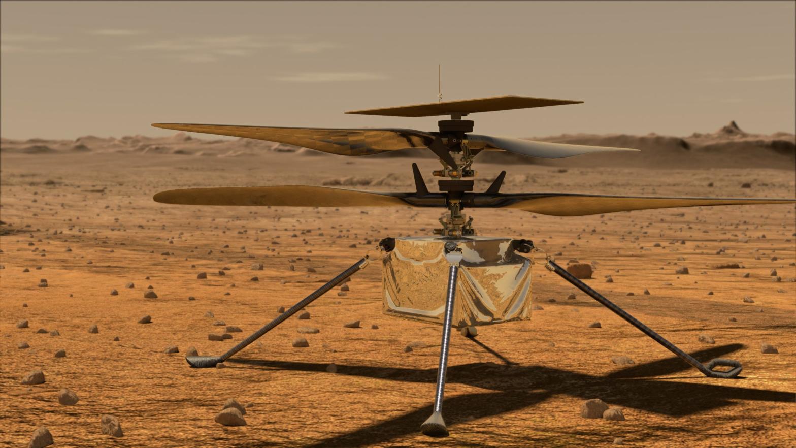An illustration of the indomitable Martian helicopter Ingenuity. (Illustration: NASA/JPL-Caltech)