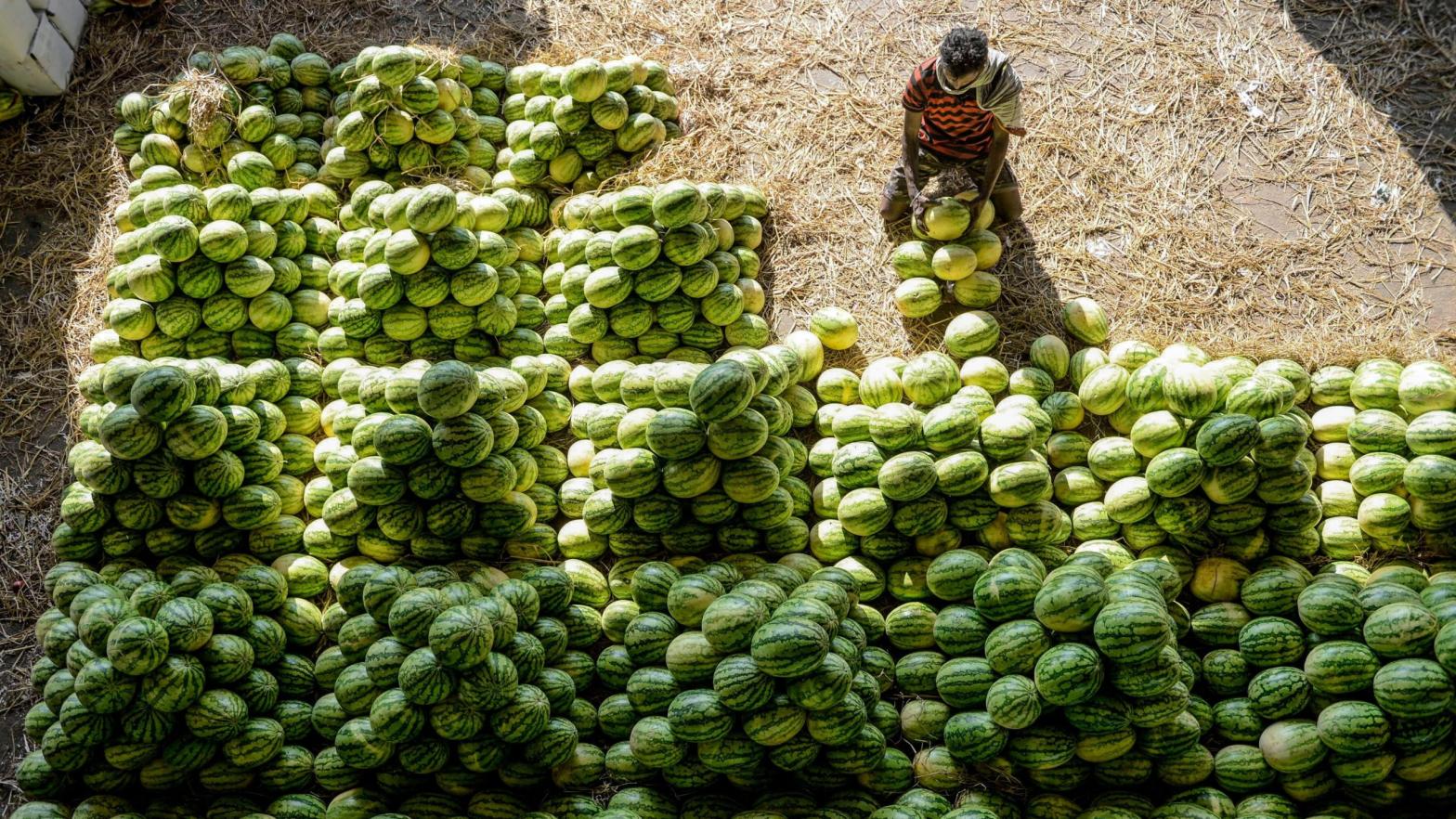 Watermelons at a Hyderabad fruit market in 2020. (Photo: NOAH SEELAM/AFP via Getty Images, Getty Images)
