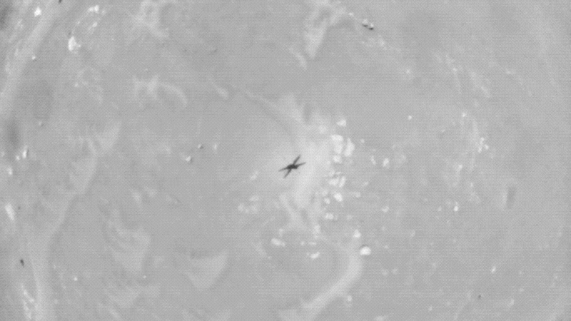 A sequence of images taken by Ingenuity's navigation camera shows the helicopter's odd behaviour during the anomalous flight.  (Image: NASA/JPL-Caltech)