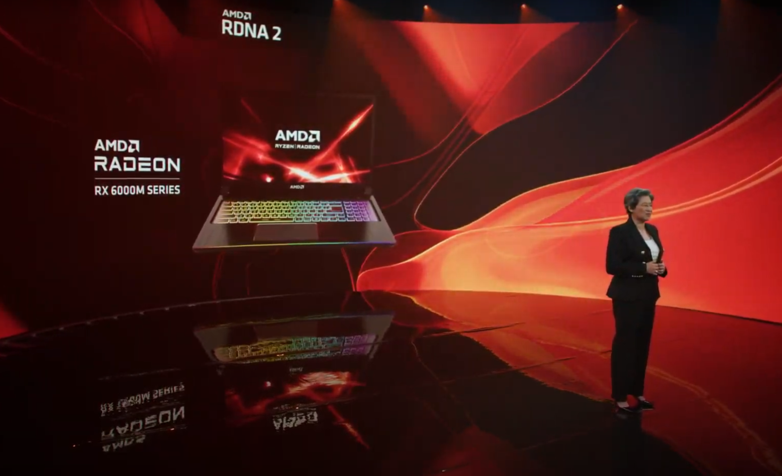 AMD's new Radeon RX 6000M mobile GPUs will be headlined by the new RX6800M. (Screenshot: AMD)
