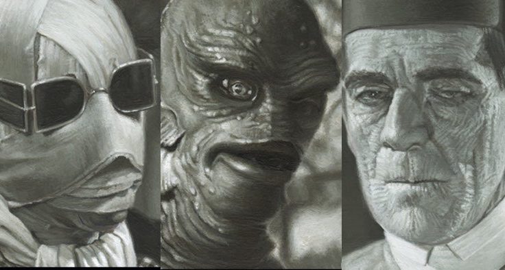 Three Universal Monsters by Ashton Gallagher. (Image: Ashton Gallagher/Gallery 1988)