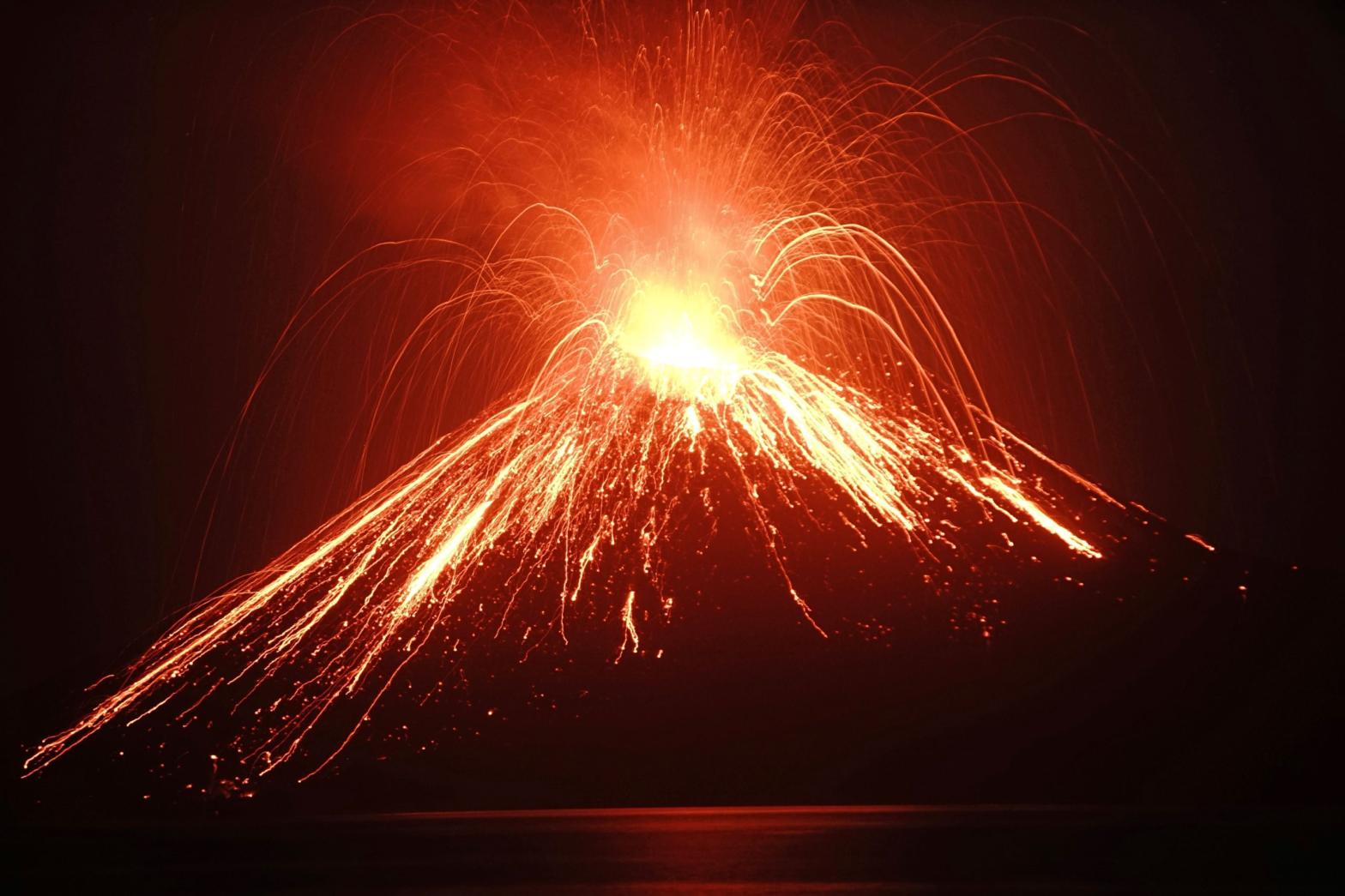 Anak Krakatau, near what is now Toba Lake, erupting in 2018. (Photo: FERDI AWED/AFP via Getty Images, Getty Images)