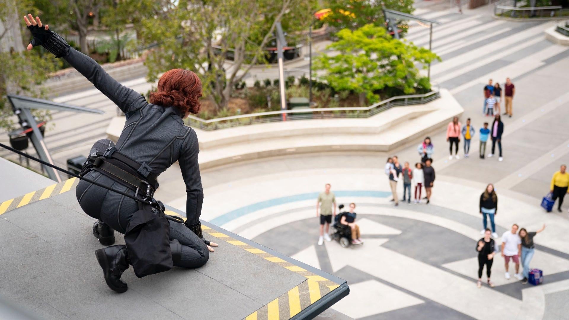 Black Widow keeping an eye on things from Avengers HQ. (Photo: Disney Parks)