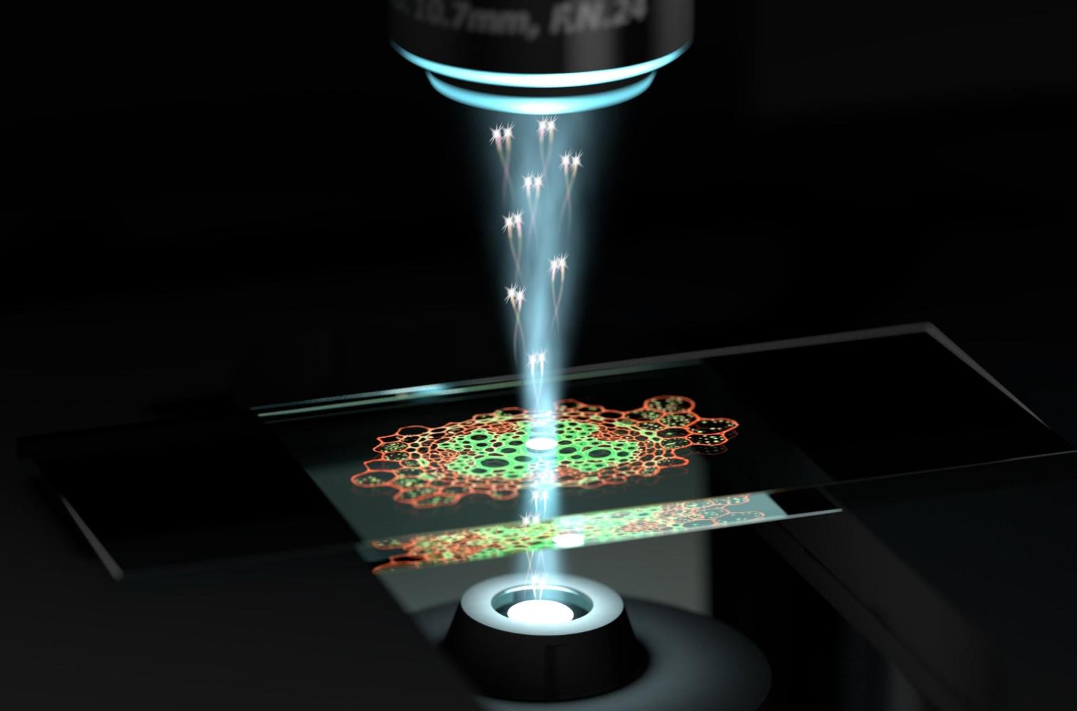 An artist's depiction of the quantum microscope at work. (Illustration: The University of Queensland)