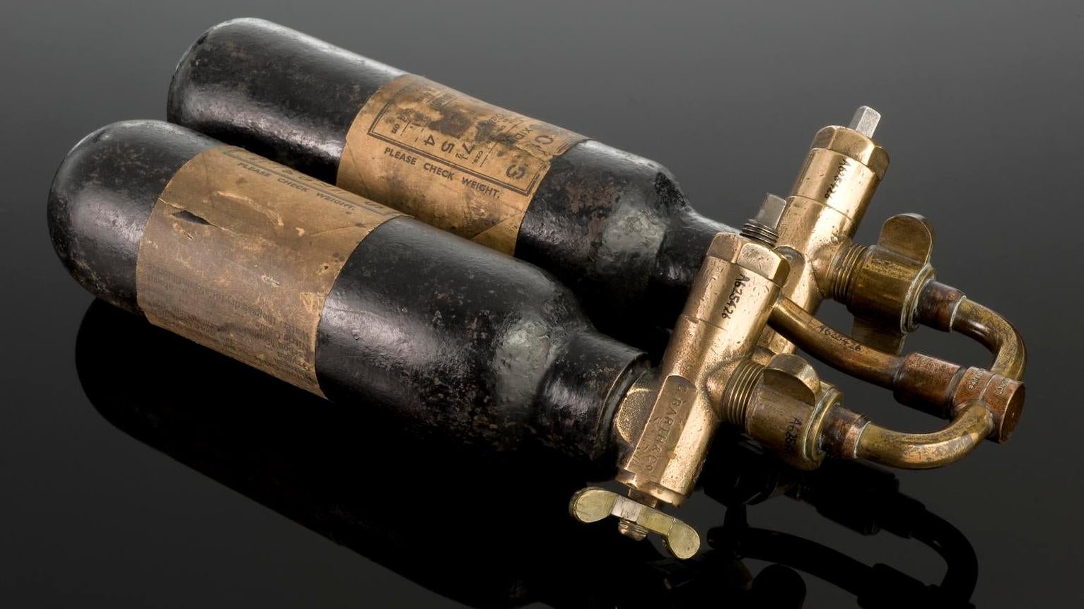 Laughing gas has been used as an anesthetic by doctors for centuries, as illustrated by these empty nitrous oxide cylinders used in the UK between 1915-1940. (Photo: Science Museum Group Collection/CC BY-NC-SA 4.0)