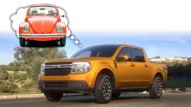 The 2022 Ford Maverick Hybrid Pickup Truck And An Old VW Beetle Share At Least One Technical Quirk