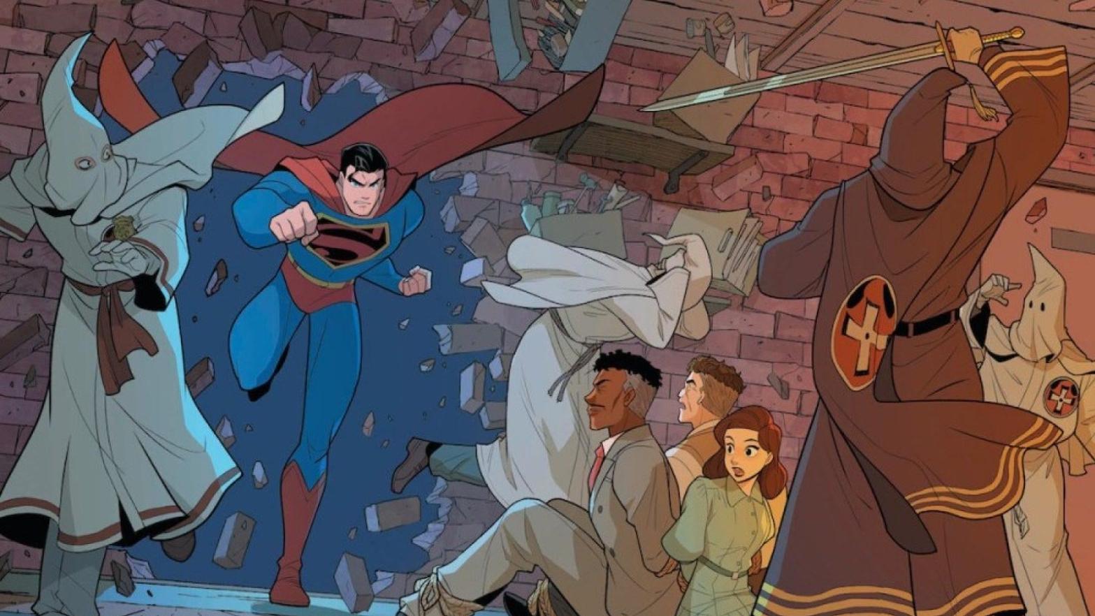 Panel from Gene Luen Yang and Gurihiru's Superman Smashes the Klan, nominee for Best Publication for Kids. (Image: DC Comics)