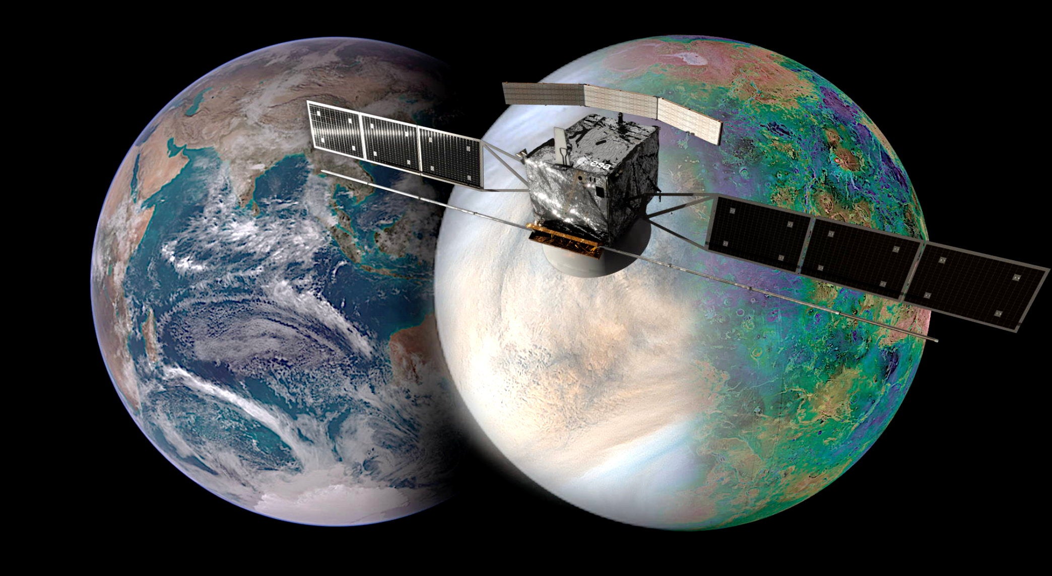 The EnVision mission will try to understand how Venus and Earth ended up so different. (Illustration: NASA / JAXA / ISAS / DARTS / Damia Bouic / VR2Planets)