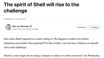Shell’s CEO Pens LinkedIn Blog Blaming You for Climate Change