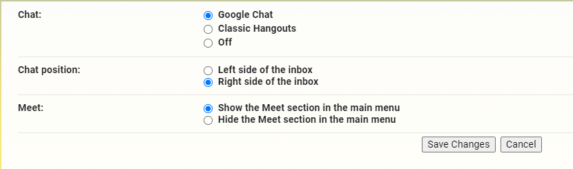 You can manually turn on Google Chat from the Gmail settings. (Screenshot: Florence Ion / Gizmodo)