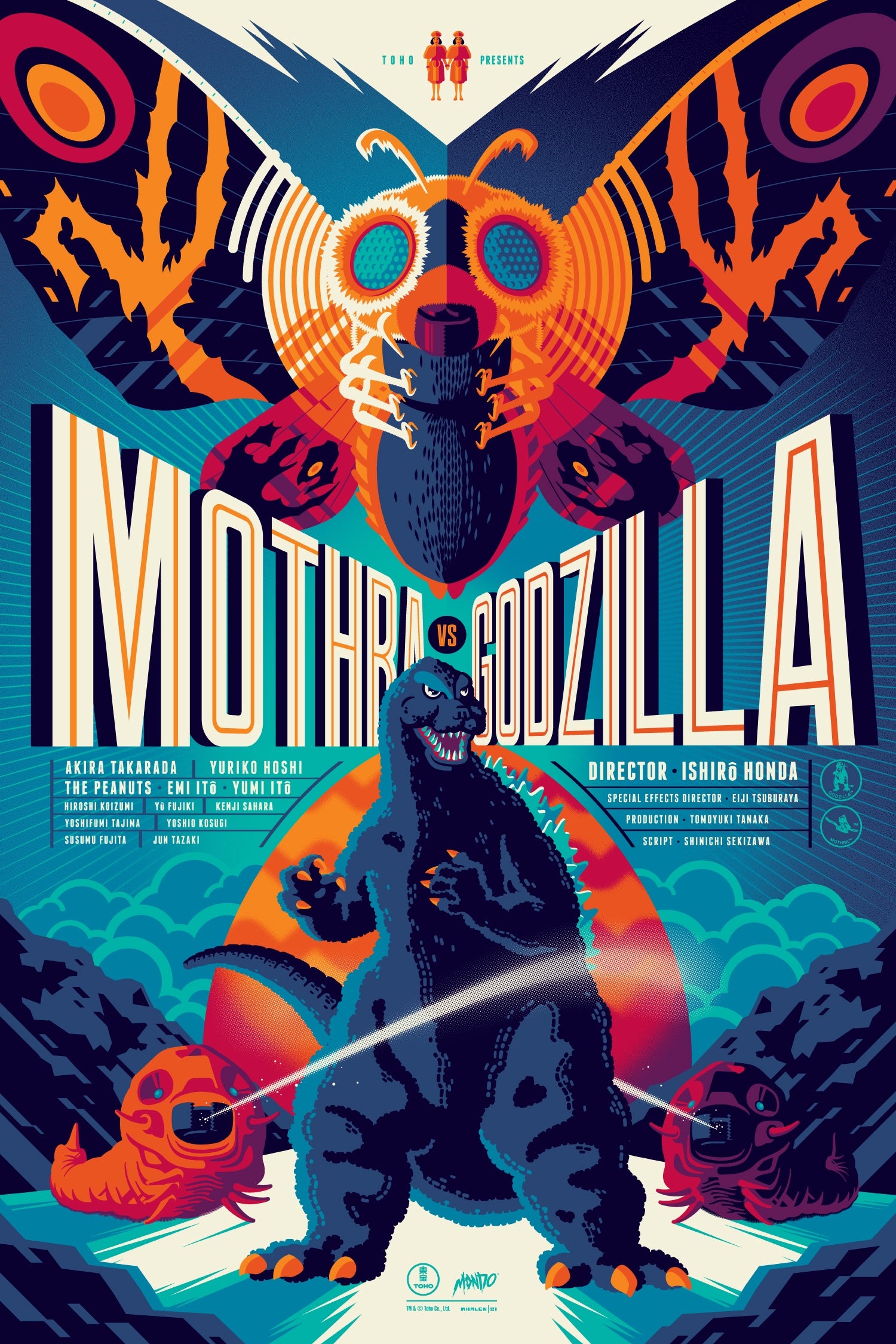 Mothra vs. Godzilla by Tom Whalen (Regular) (Image: Tom Whalen/Mondo/Toho)