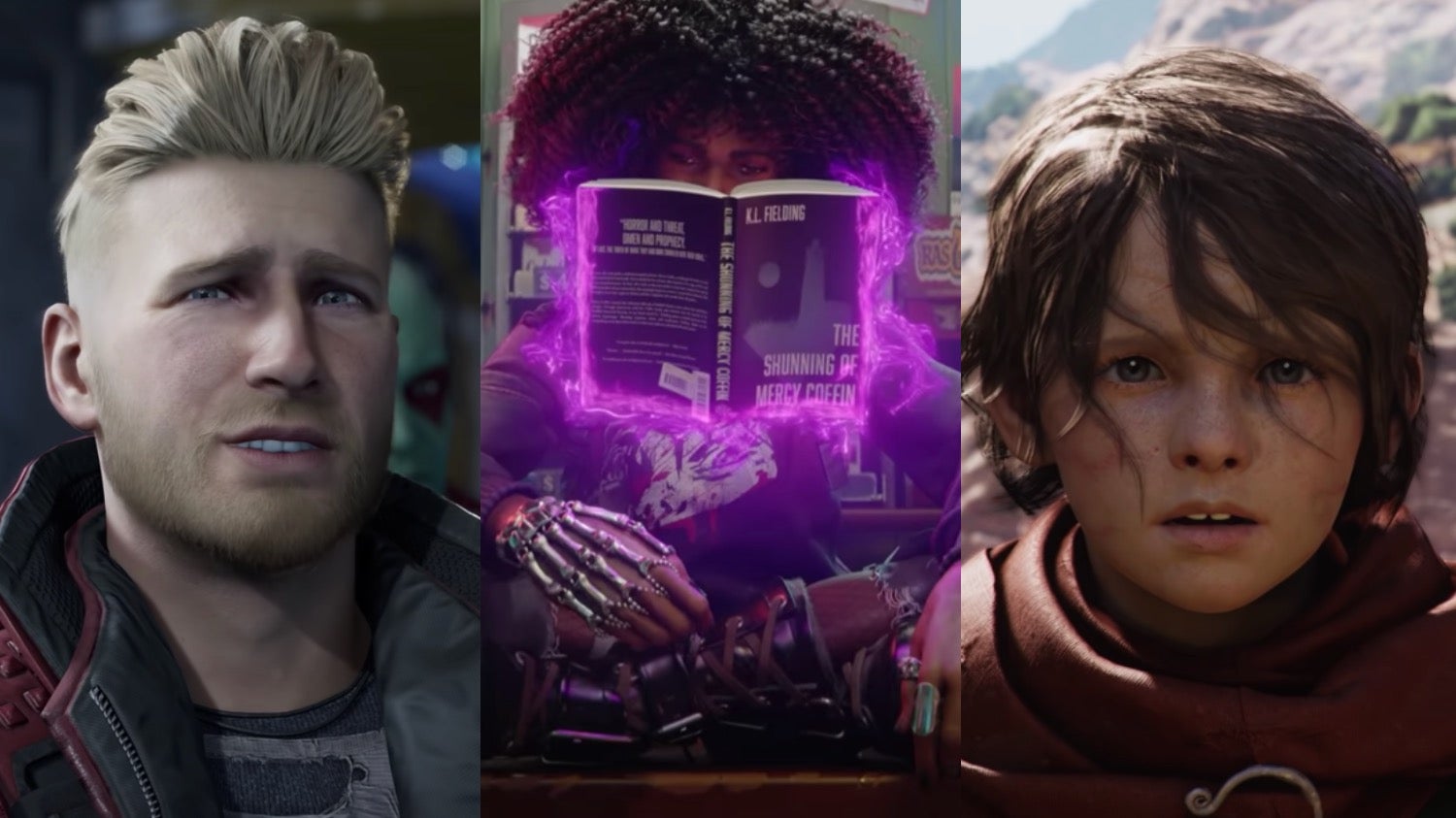 From left: Marvel's Guardians of the Galaxy, Redfall, and A Plague Tale: Requiem. (Screenshot: Square Enix,Screenshot: Bethesda,Screenshot: Asobo Studios)
