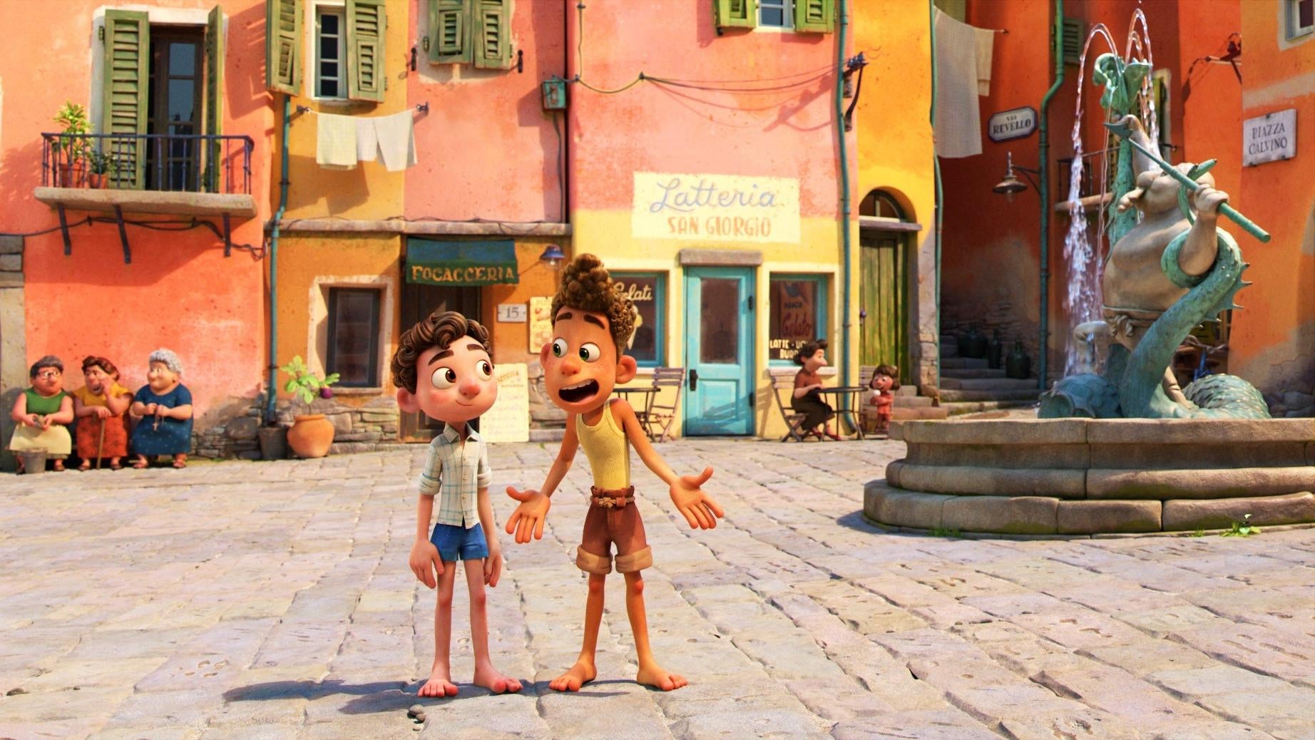 Luca and Alberto as human boys. (Image: Pixar)