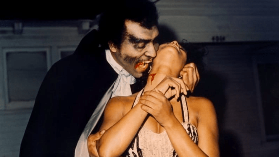Blacula (William Marshall) claiming another victim. (Screenshot: Power Productions)