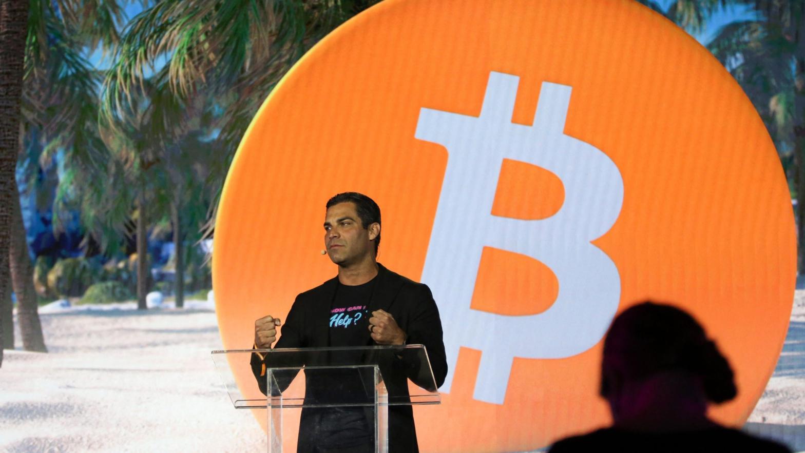 Miami Mayor Francis Suarez speaks onstage during the Bitcoin 2021 Convention at the Mana Convention Centre in Miami. (Photo: Marco Bello/AFP, Getty Images)