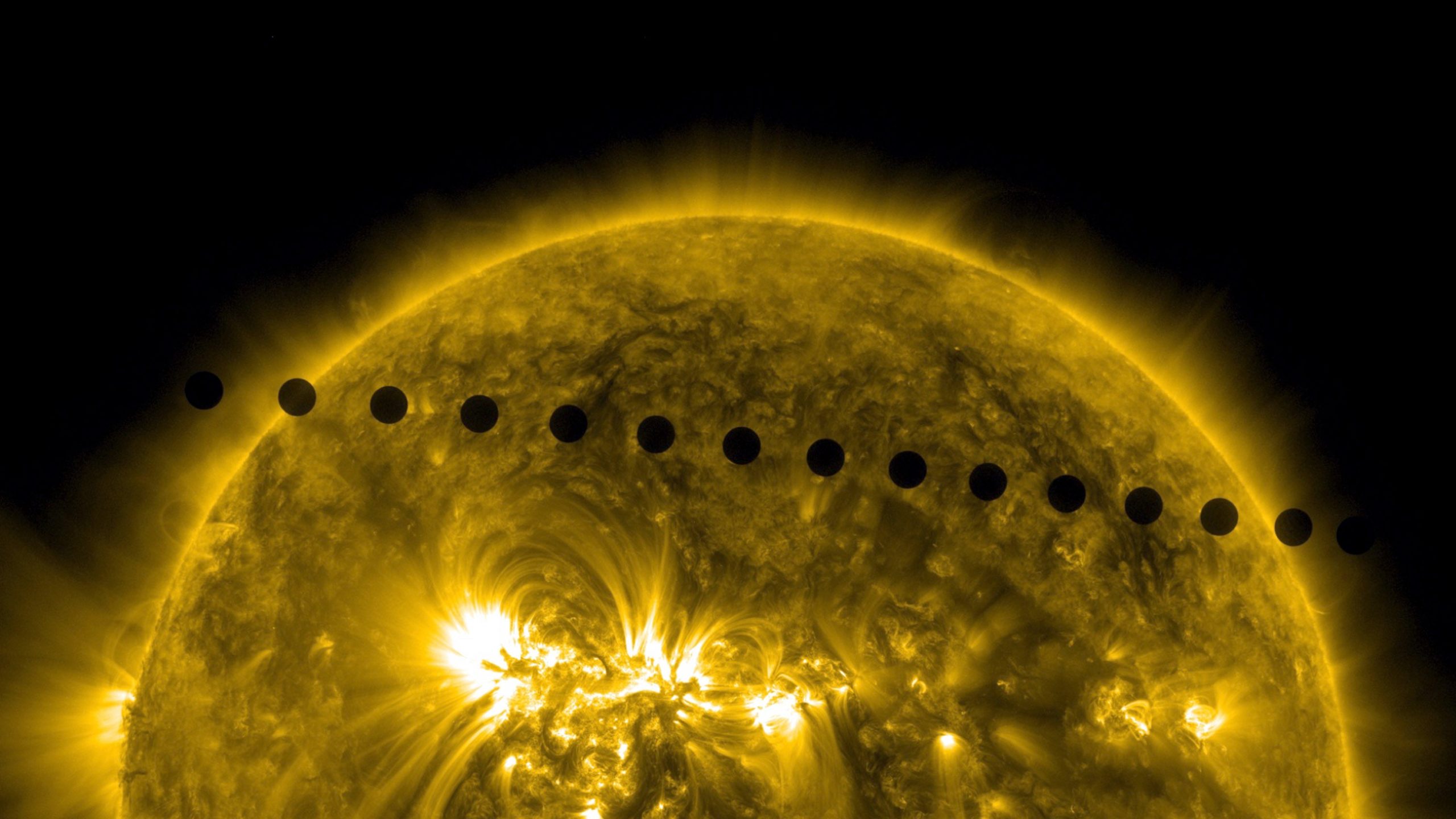 A false colour composite image of Venus's transit, taken by the SDO satellite in June 2012. (Image: SDO/NASA, Getty Images)
