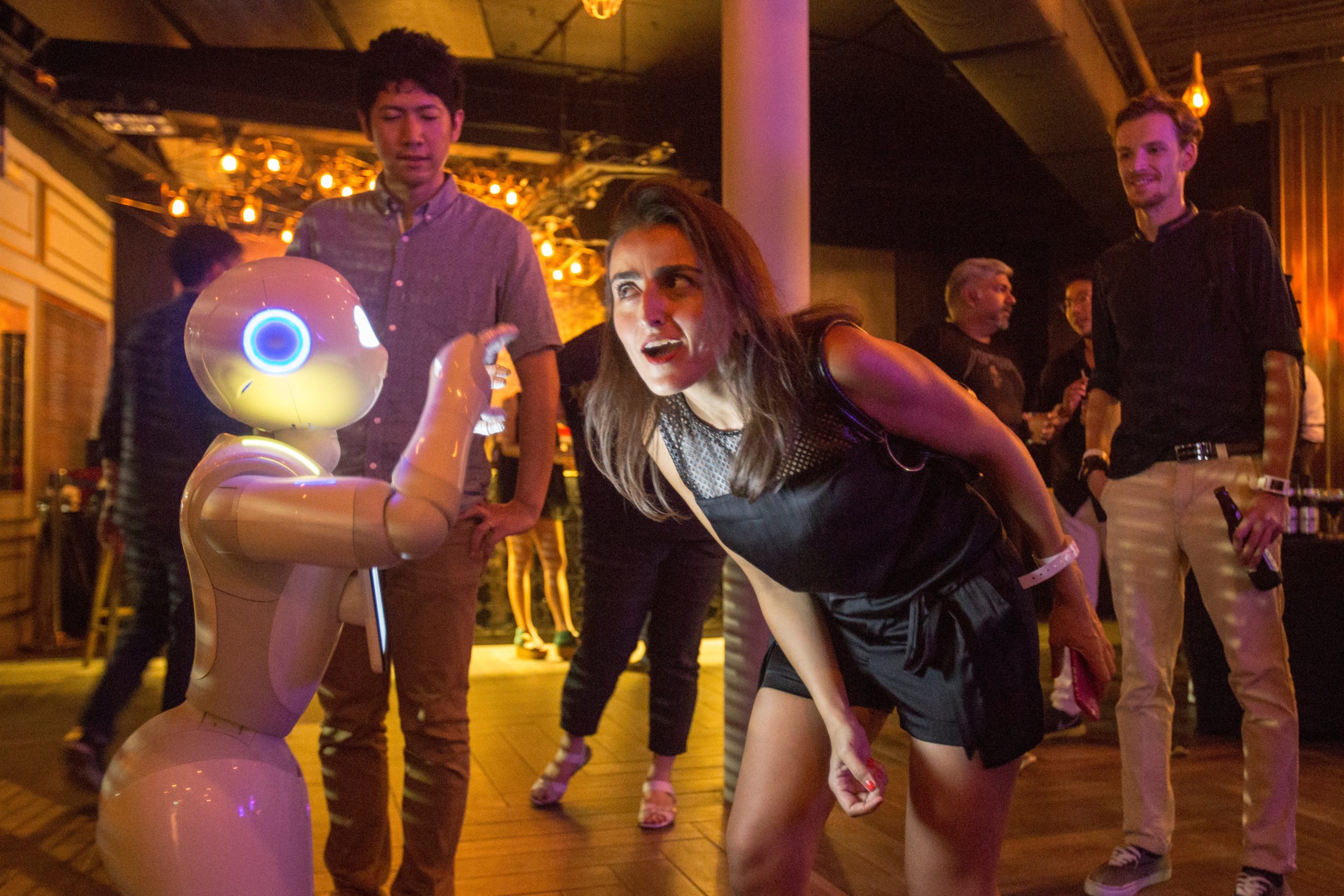 Pepper interacts with guests at the Dentsu party during the Spikes Asia Festival of Creativity on September 10, 2015 in Singapore. (Photo: Charles Pertwee, Getty Images)