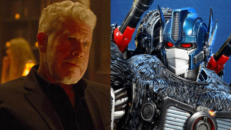 Ron Perlman in Asher, and an Optimus Primal figure. (Image: Momentum Pictures/Prime Studios)