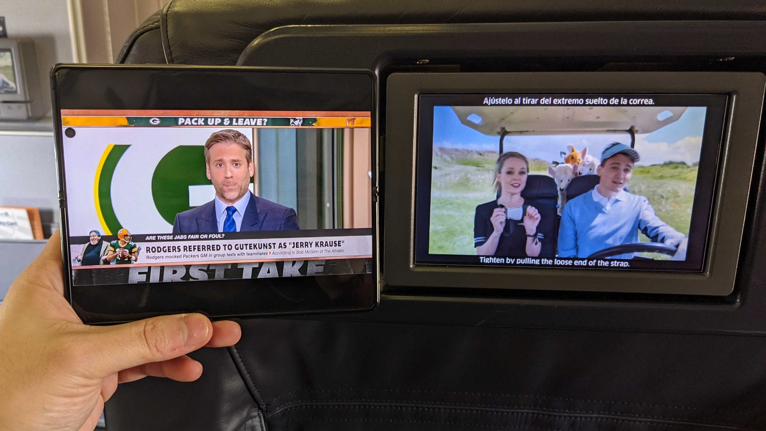Left or right, which one looks better to you? And this was in first class.  (Photo: Sam Rutherford)