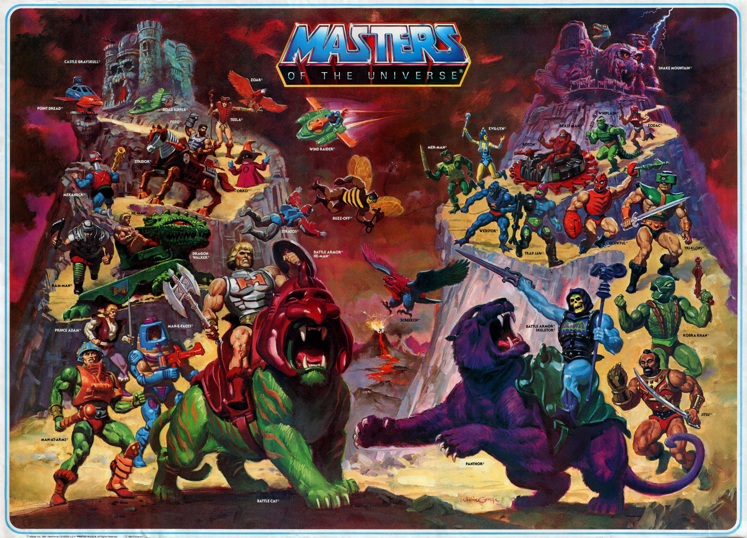 A classic poster from the 1980s Masters of the Universe toyline showcasing the figures (Image: Mattel)
