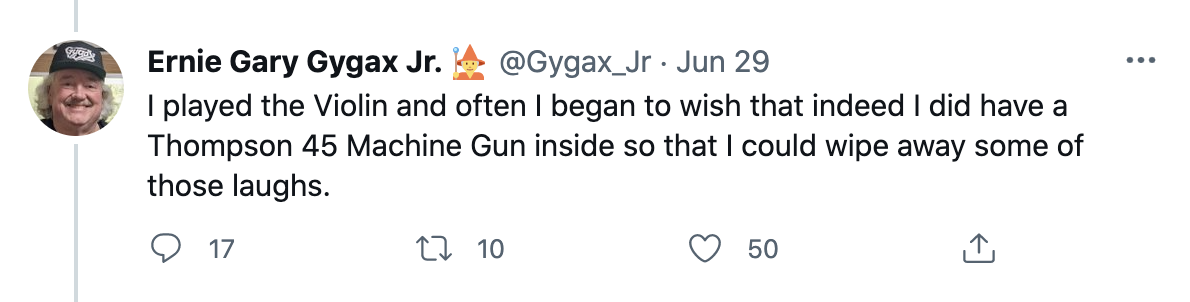 A screenshot of the since-deleted tweet. (Image: Ernie Gary Gygax Jr./Twitter)