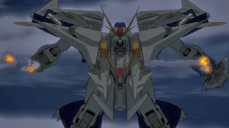 The Xi Gundam takes flight. (Screenshot: Sunrise/Netflix)