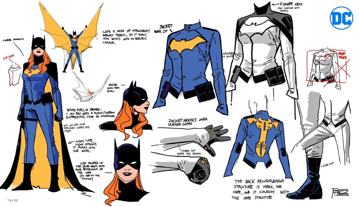 A reference sheet of Barbara's new costume. (Image: Bruno Redondo/DC Comics)