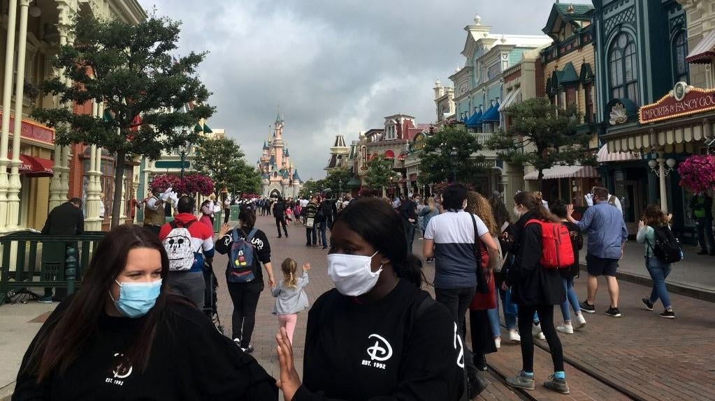 Guests visiting Disneyland Paris in June 2020.  (Photo: Aurelia Moussly/AFP, Getty Images)