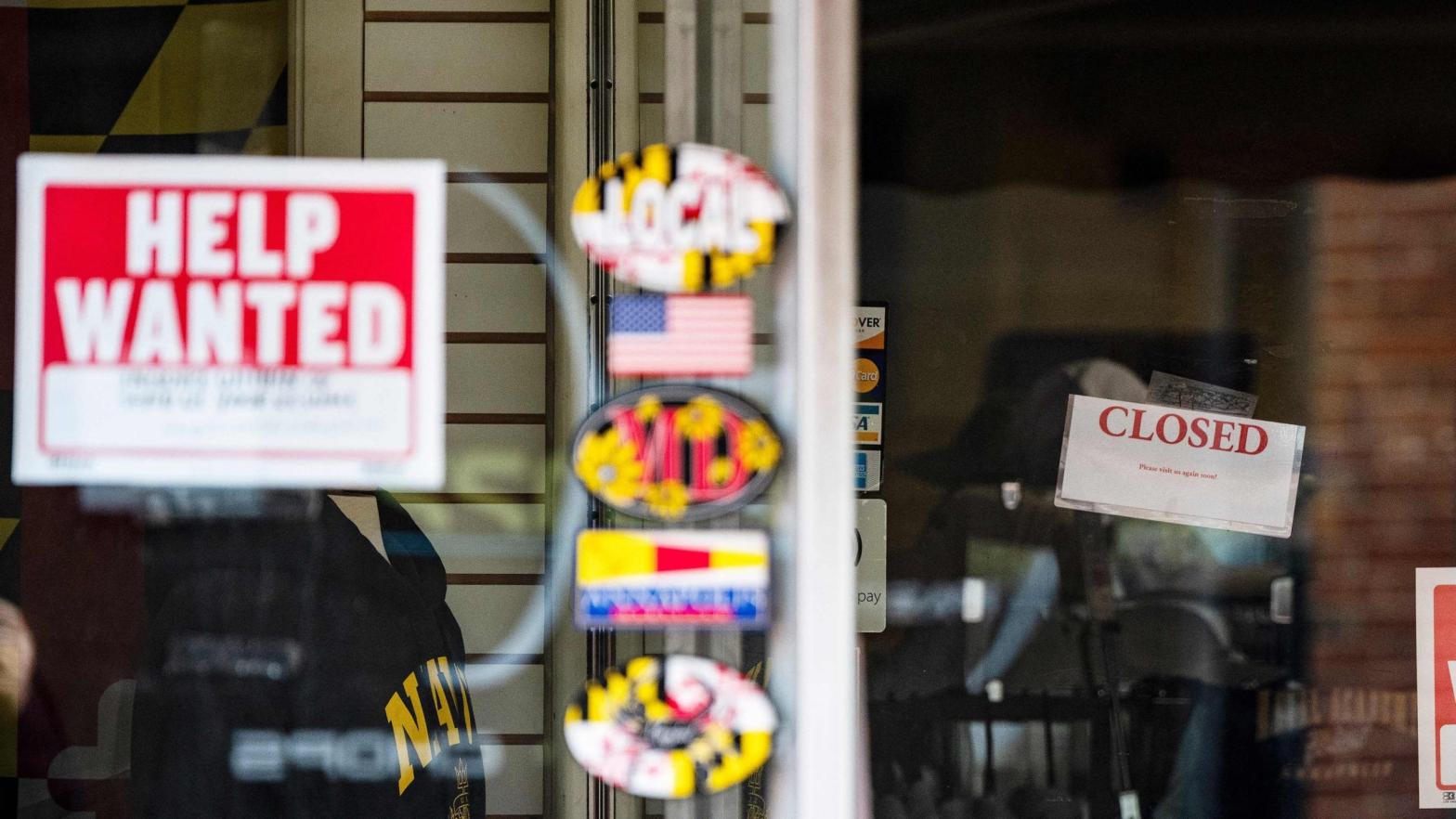 A job advertisement posted outside a store in Annapolis, Maryland in May 2021. (Photo: Jim Watson / AFP, Getty Images)