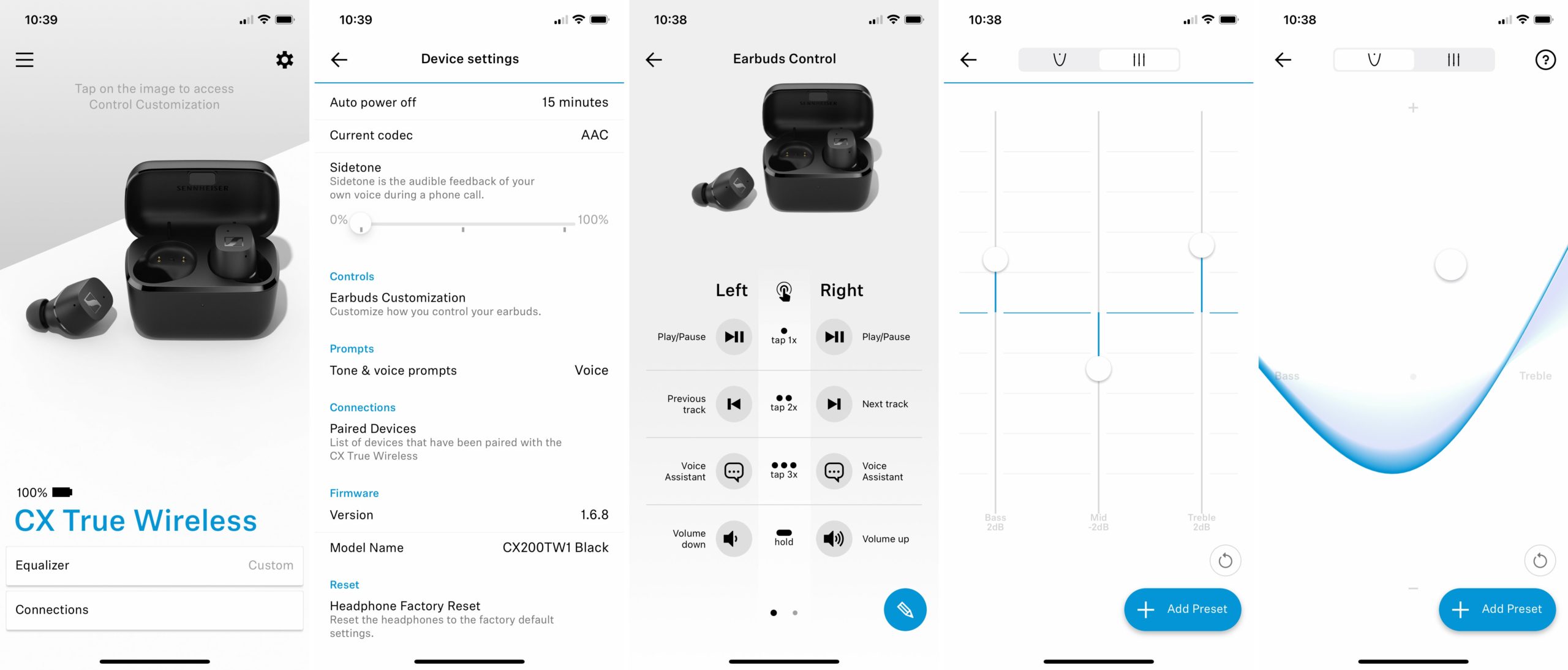 It's not only rare to see an accompanying app with wireless earbuds this affordable, but an app as robust as Sennheiser's Smart Control that even offers basic sound profile tweaking. (Screenshot: Andrew Liszewski/Gizmodo)