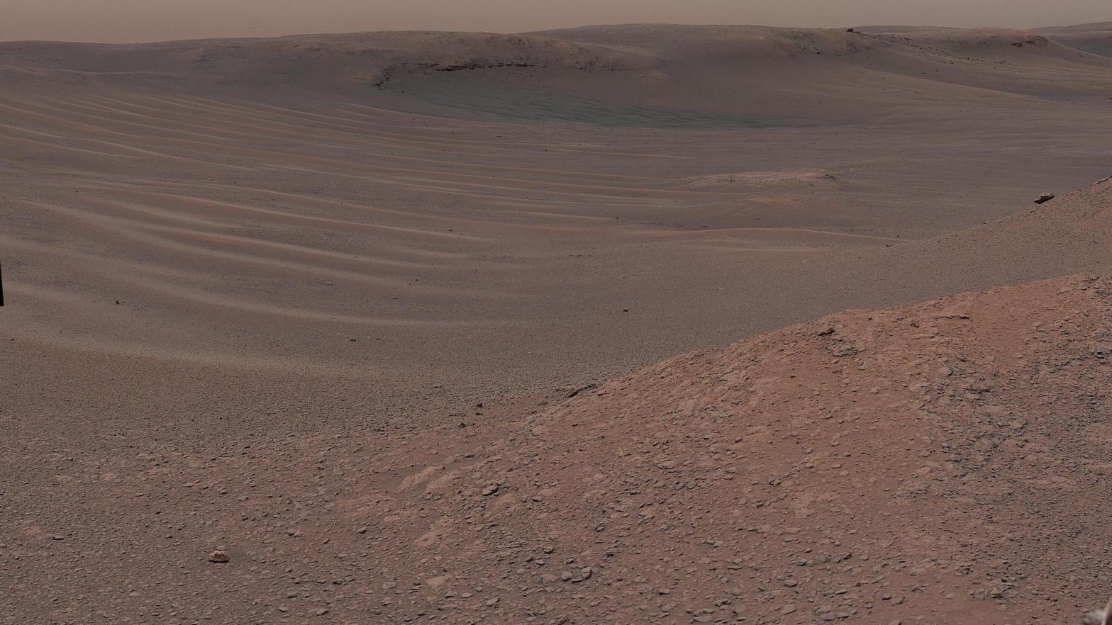 The Martian landscape near where Curiosity took the rock samples in 2019.  (Image: NASA/JPL-Caltech/MSSS)