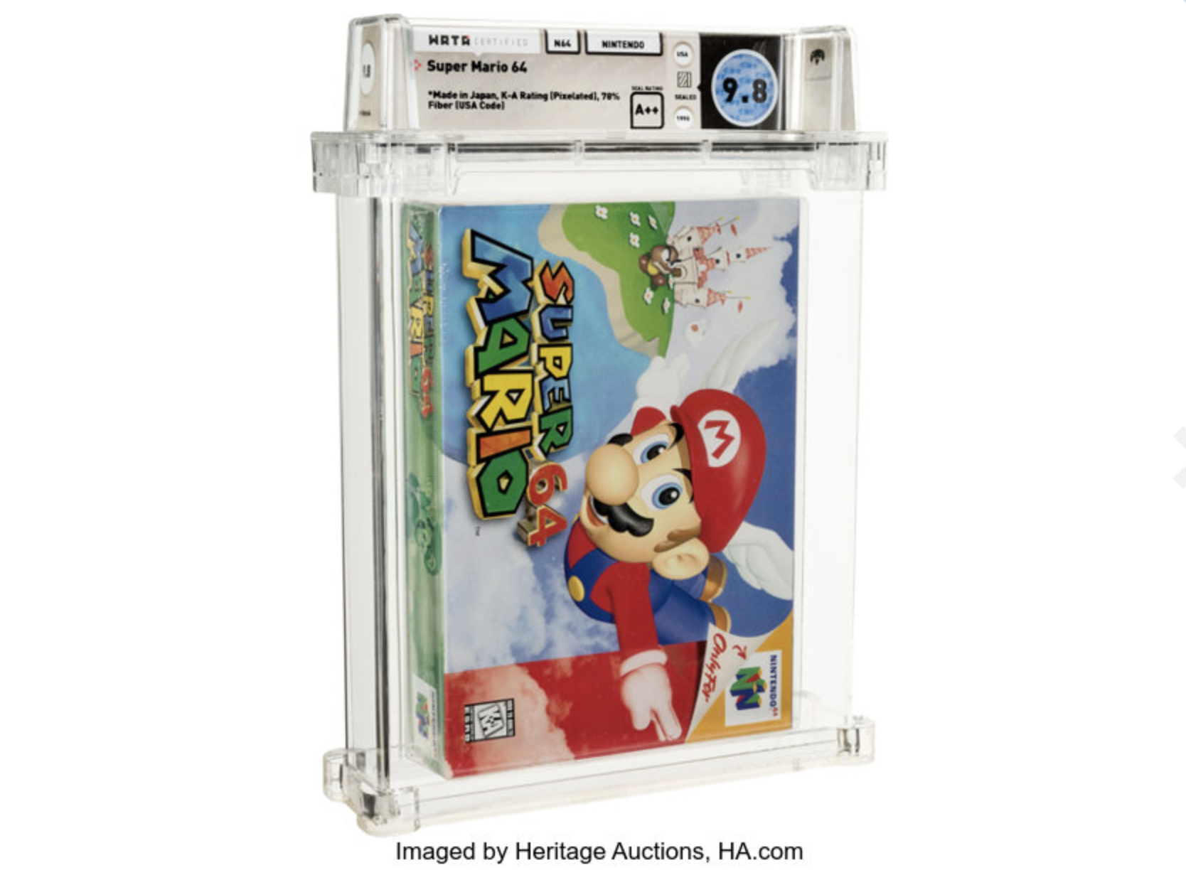 The  copy of Super Mario 64 that was sold for $US1.56 ($2) million at auction on  Sunday, becoming the highest selling video game cartridge ever sold.