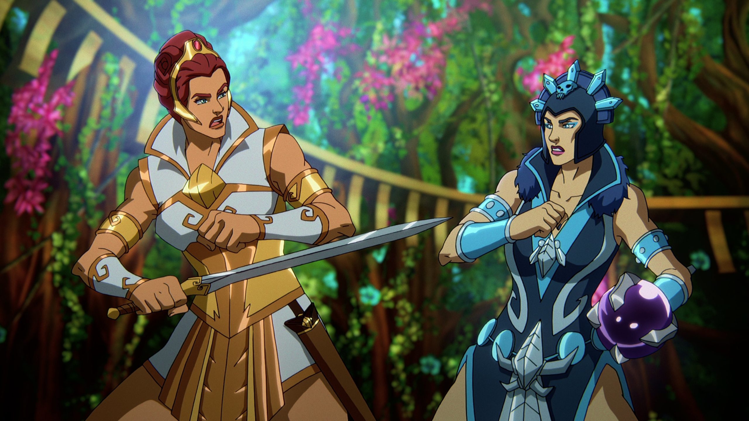 Teela and Evil-Lyn play a larger role in Revelation than you might have expected. (Image: Netflix)