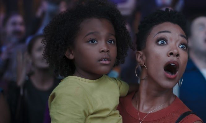 Sonequa Martin-Green and Harper Leigh-Alexander play the James ladies in Space Jam: A New Legacy. (Photo: Warner Bros.)