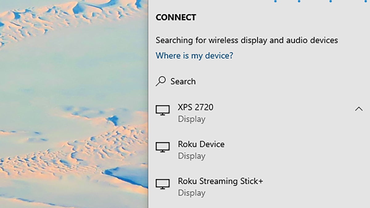 Looking for wireless displays in Windows. (Screenshot: Windows)