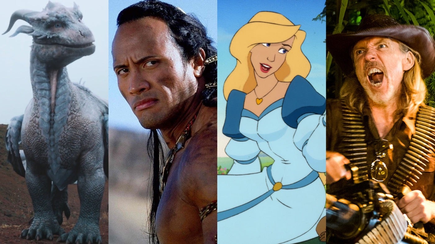 From left: Dragonheart: Vengeance, The Scorpion King, The Swan Princess, and Tremors: Shrieker Island. (Photo: Universal Pictures Home Entertainment,Photo: Universal Pictures,Photo: Universal Pictures Home Entertainment,Image: Rankin/Bass Animated Entertainment)