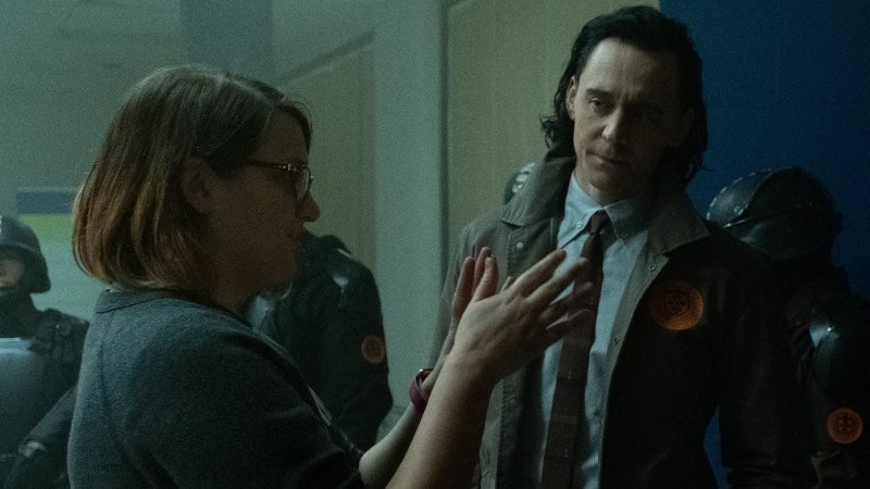 Kate Herron and Tom Hiddleston on the set of Loki. (Photo: Marvel Studios)